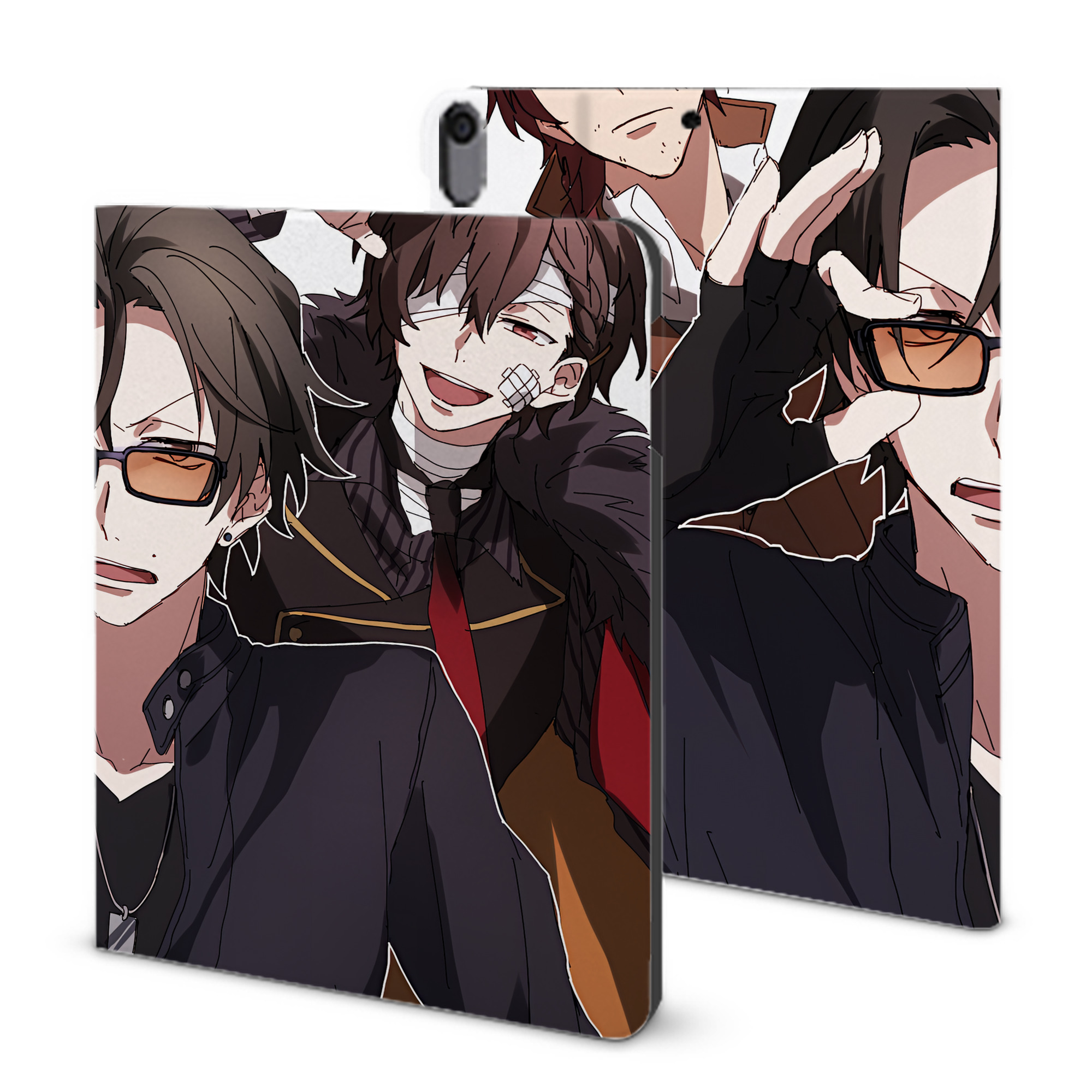 （画像用） 文豪ストレイドッグス Bungo Stray Dogs IPad ケース ブック型 PUレザー TPU 耐衝撃 軽量 薄型 ペン収納なし 全面保護 IPad 各モデル対応